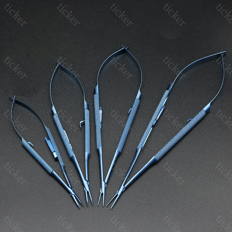 Castroviejo Needle Holders with lock Straight Curved Tip tweezer Clip forceps Titanium eyelid tools