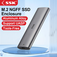 SSK Aluminum M.2 SATA SSD Enclosure Type-C External SSD Adapter Tool-Free Support UASP Trim for M.2 NGFF B Key/B+M Key PC Case