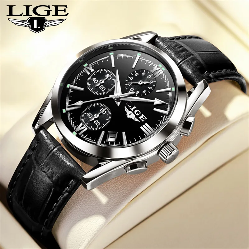 2024 New Men Watches Brand Luxury Leather Strap Waterproof Sport Quartz Chronograph Military Watch Men Clock Relogio Masculino