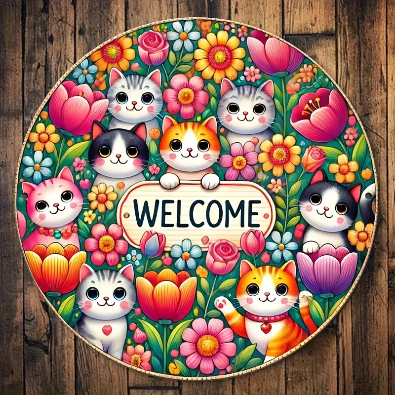 2D Flat - A Single Piece of a 2D Flat Printed Welcome Sign Made of Iron, Measuring 7.87X7.87 Inches (20X20 Cm) - Great for Music