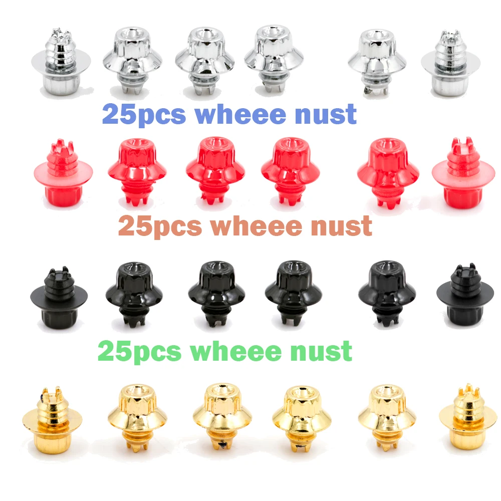 

25pcs Silver Gold Red Black Wheel Cap Lip Screw Bolt Tires For Rivets Nuts Rim Replacement Decoration Studs Dust-proof Car Parts