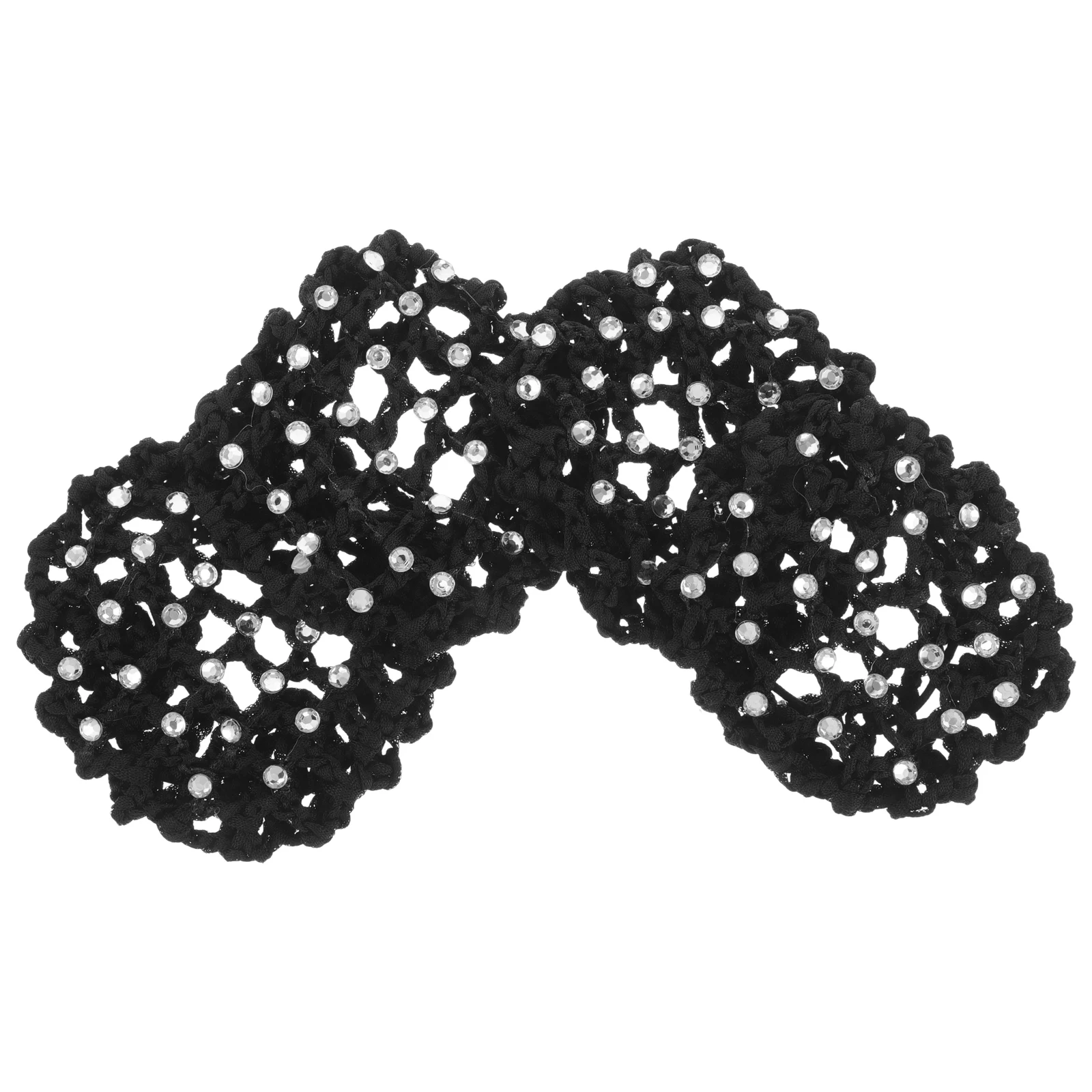 

4 pcs Hair Nets Black Bun Net Bag Accessories for Girls Ballet Dance Hairnet Cover Fashion Stylish Acrylic Rhinestone