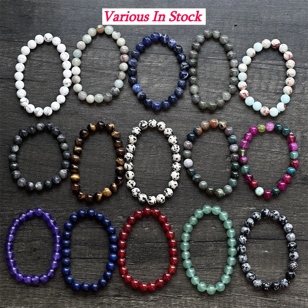 8mm Unisex Natural Stone Healing Crystal Balance Beaded Bracelet Prosperity Positive Energy Luck Jewelry Women Men Daily Wear
