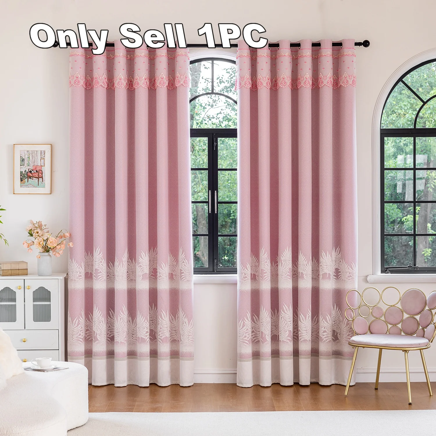 Modern Romantic Country Style Dual-Layer Blackout Curtain, Bedroom Living Room Balcony Universal Atmosphere Simple Design, 1pc F