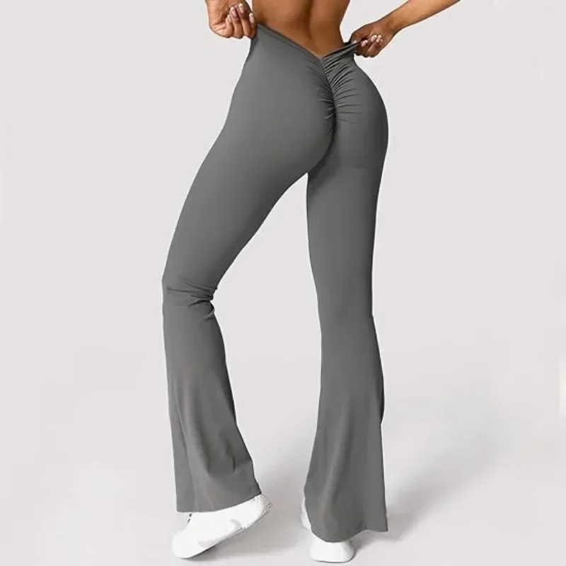 Honey Peach Hip Lifting Flare Pants Fitness Sports Wide Leg Micro High Waist Quick Drying Yoga Pants