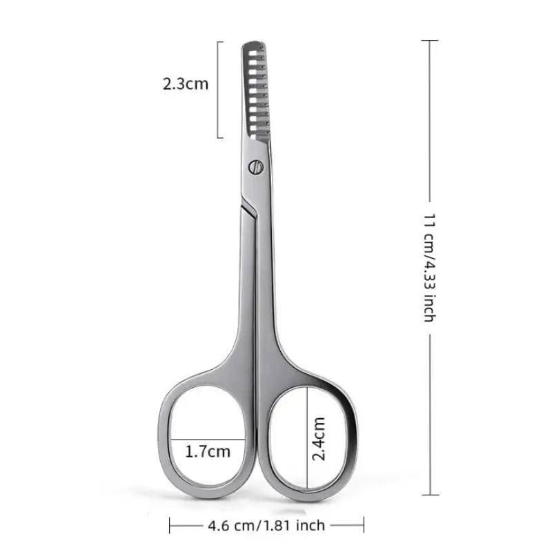 1Pcs Scissors For Eyebrow Beard Trimming With Comb Hair Grooming Tool For Women Men Daily Use At Home