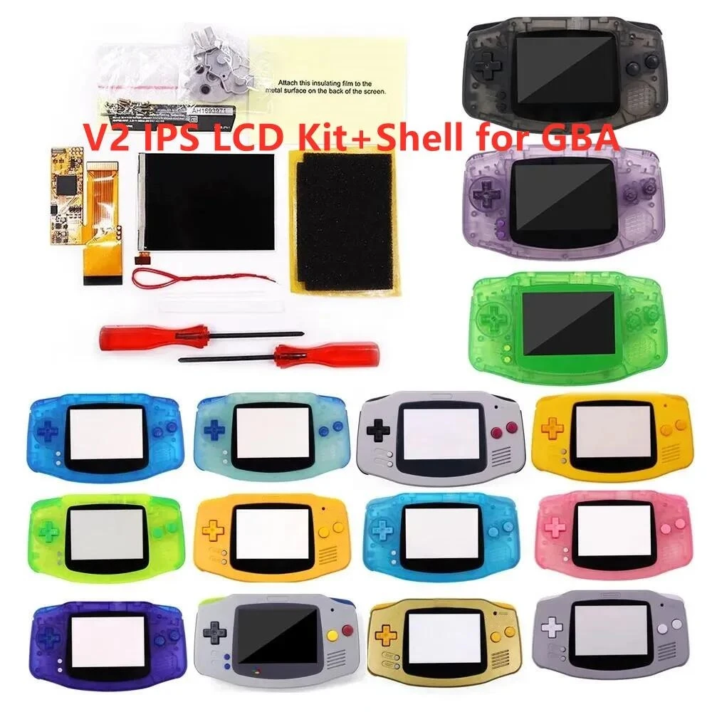 10 Levels of Brightness V2 IPS High Backlight LCD Kit+Pre-cut Housing Shell With Colorful Buttons For Gameboy Advance Console