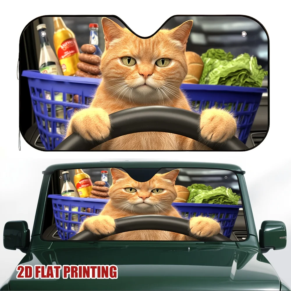 1pc Cat on a Grocery Run Car Sun Visor Suitable for All Vehicle Types Maintains a Comfortable Interior Temperature