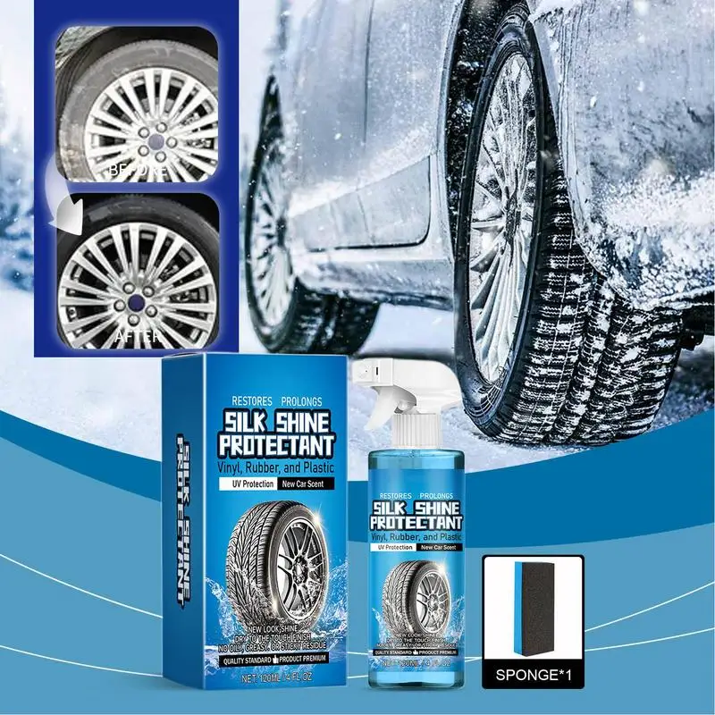 Vehicle Tire Cleaner Car Tire Shine Spray 120ml Auto Wheel Shine Rubber Part Cleaner Portable Tire Shine Tire Stain Remover