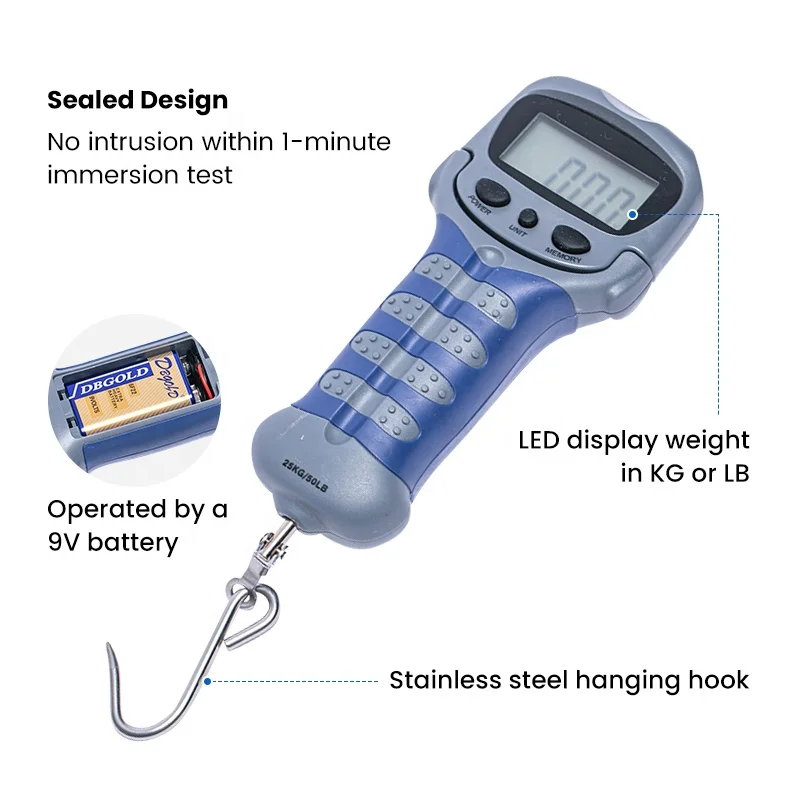 Digital Weight Scales 25kg Electronic Hanging Luggage Weighing Fishing Scale With10Memory Positions view 2