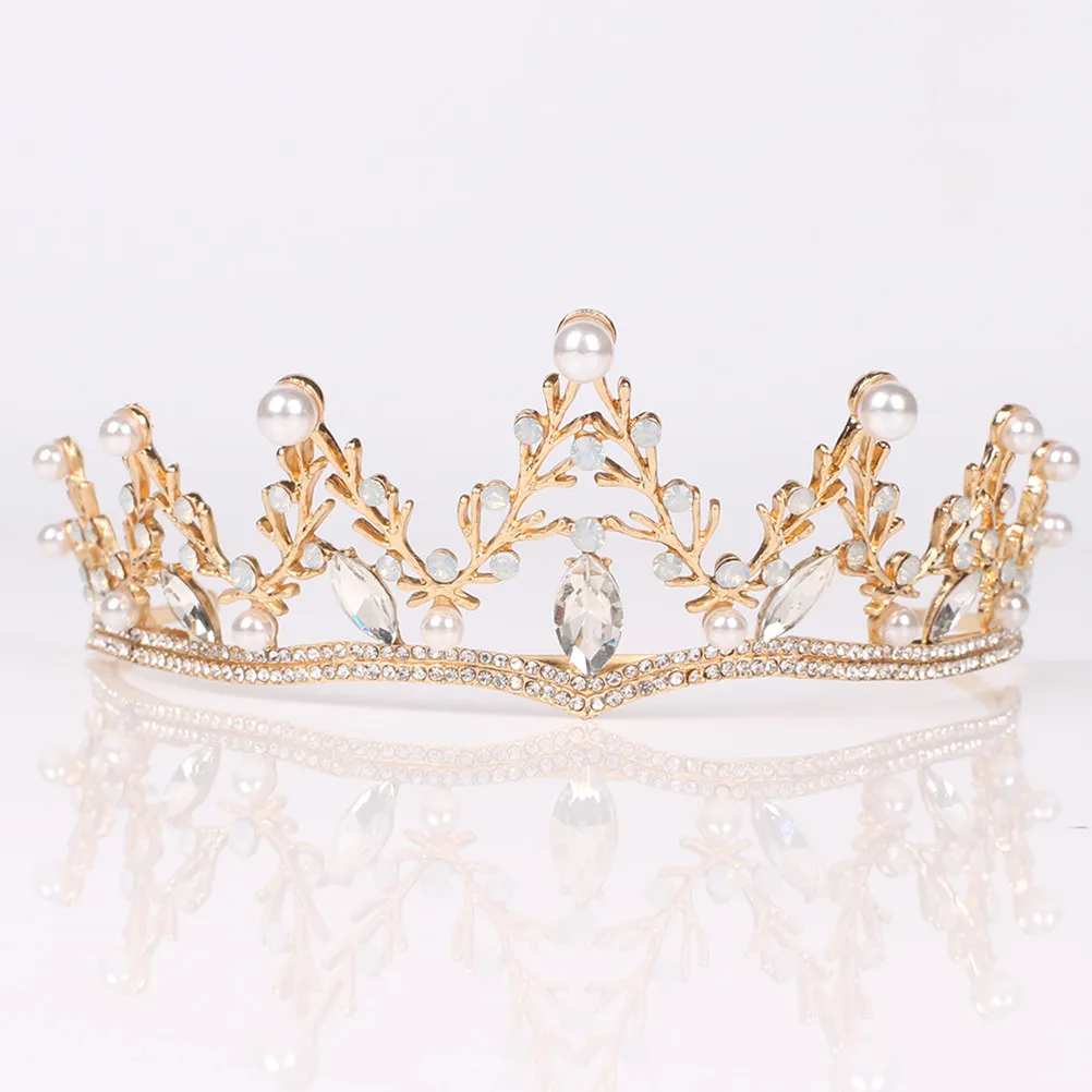 

Rhinestones Bridal Tiara Baroque Style Wedding Crown for Brides Elegant Lightweight Sparkling Hair Jewelry Engagement Party