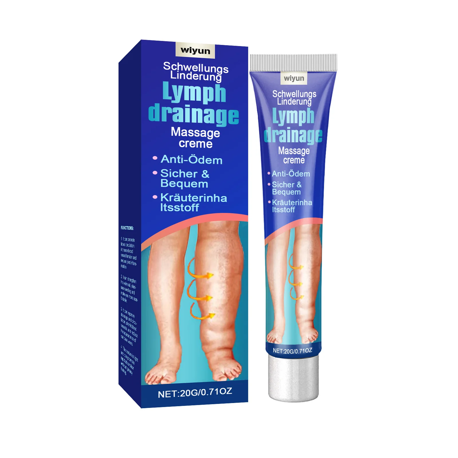 Wiyun Varicose Veins Cream Lymph Drainage Leg Massage Varicose Vein Treatment Vasculitis Painless Cream for Spider Veins on Legs