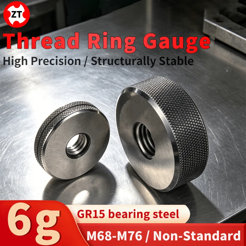 1 Juego (1*GO+1*NOGO) Calibrador de Anillos de Rosca Fina Métrica de Precisión 6g M68-M76 Herramienta de Medición M68M69M70M71M72M73M74M75M76X0.5/0.75/1/1.5/2/3/4/6