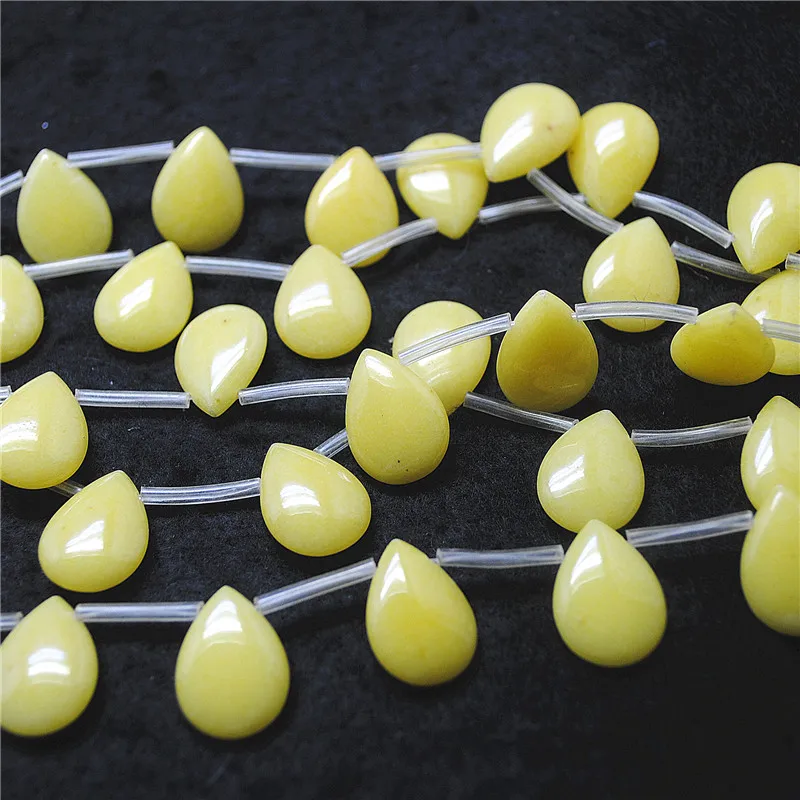 FASHION WOMEN NECKLACE MATCHING BEADS 16PCS ONE STRINGS NATURAL JADE 13X18MM DROPW WATER SHAPE
