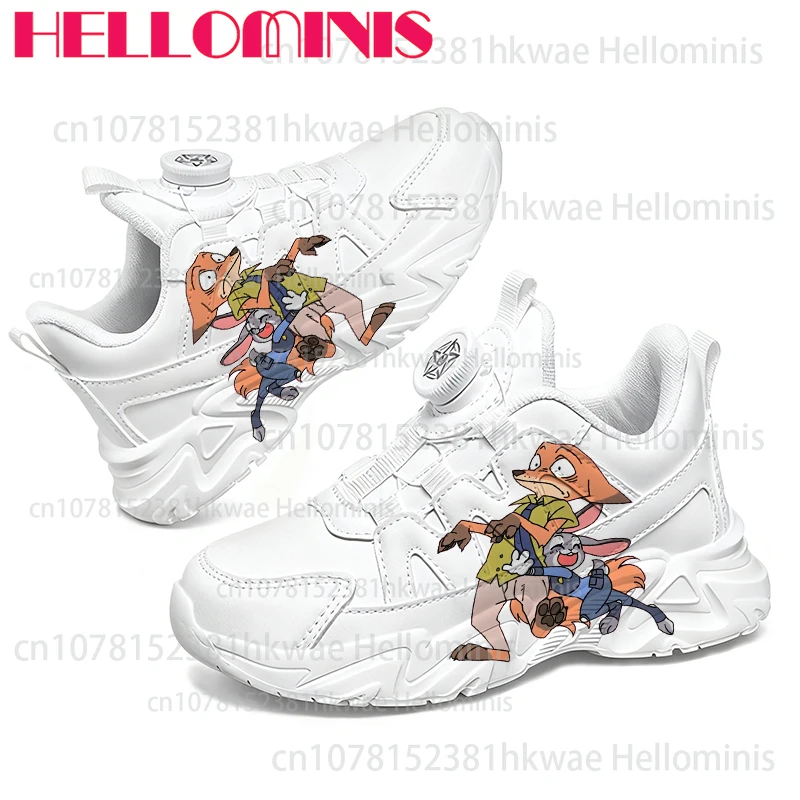 

Zootopia2 Judy Nick High Quality rotating button Children couple White shoes Simple Solid color sole boys girls birthday gift