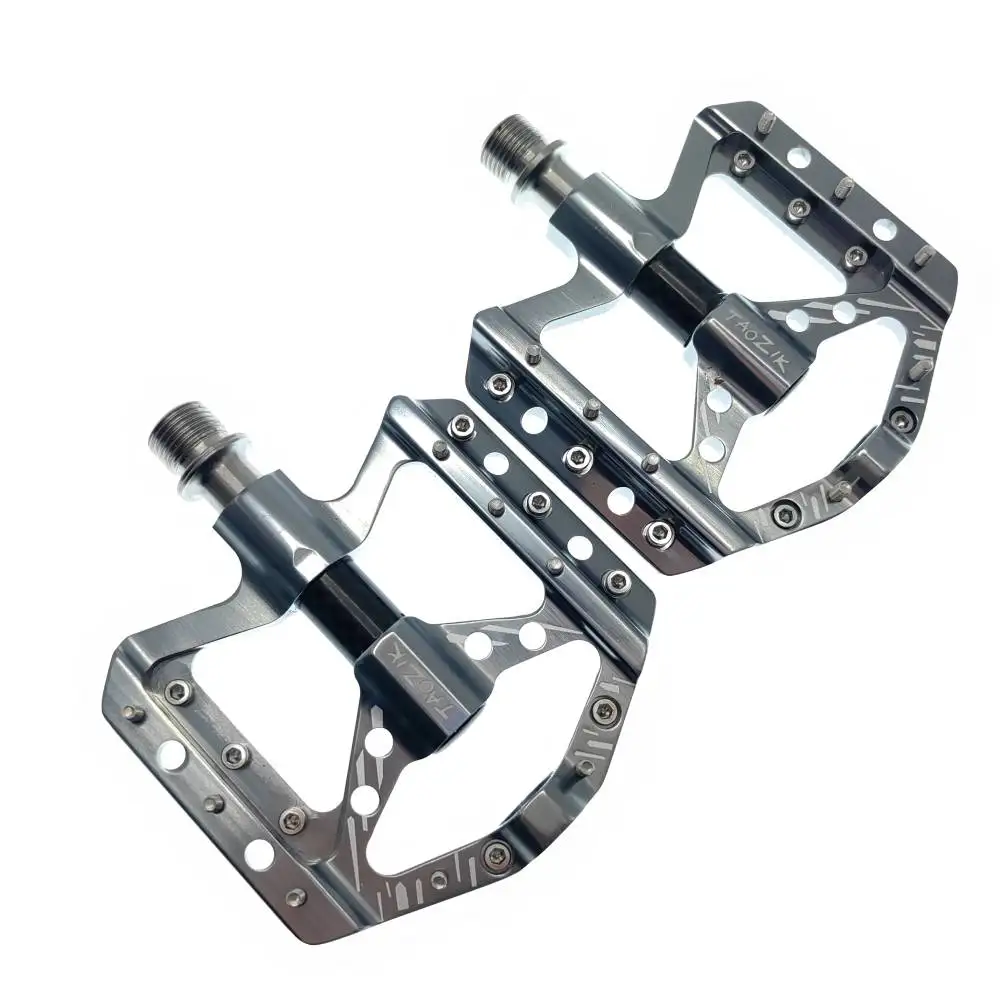 TAOZIK Bicycle Pedals titanium Axle Bearings MTB Anti-slip Ultralight Aluminum Mountain Road Bike Platform Pedals Cycling Parts