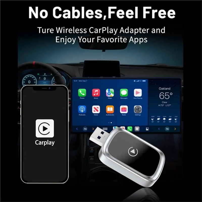 A31T Wireless CarPlay Adapter 2in1 Android AUTO Smart AI Box Voice Control WiFi Bluetooth Wired to Wireless