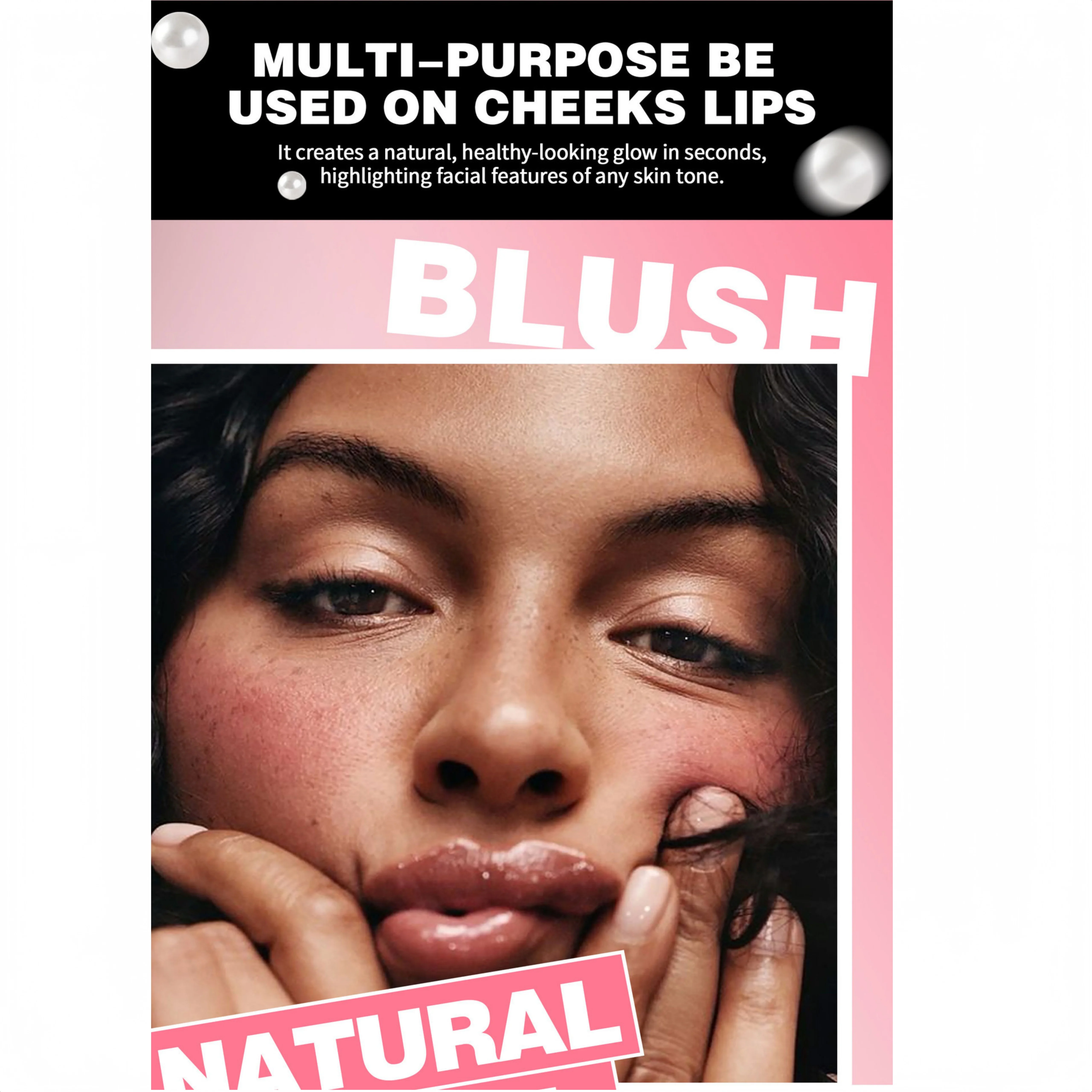 HANDAIYAN Mehrzweck-2-in-1-Highlights, Rouge, Perlenrouge, wasserfest, schweißfest, nicht leicht zu schwachen, erhellt den Hautton