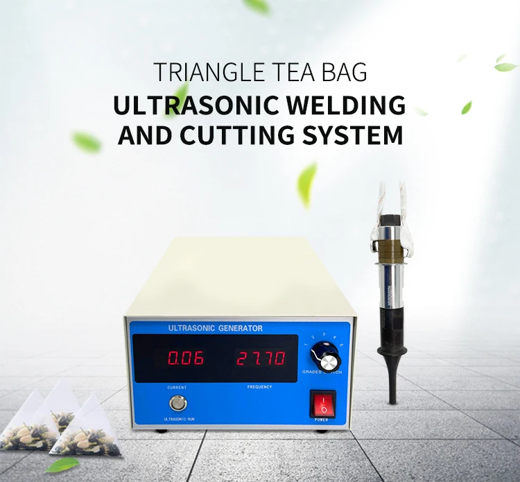 ถุงชาสามเหลี่ยมผ้าไม่ทอคุณภาพสูง 35khz 500W เครื่องกําเนิดไฟฟ้าเชื่อมอัลตราโซนิกพร้อมแตร