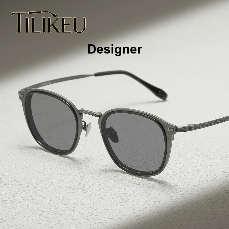 

Новые летние солнцезащитные очки из титана в ретро-стиле, круглые, мужские, с винтажной резной текстурой на дужках, роскошные коричневые поляризационные очки с защитой от УФ400