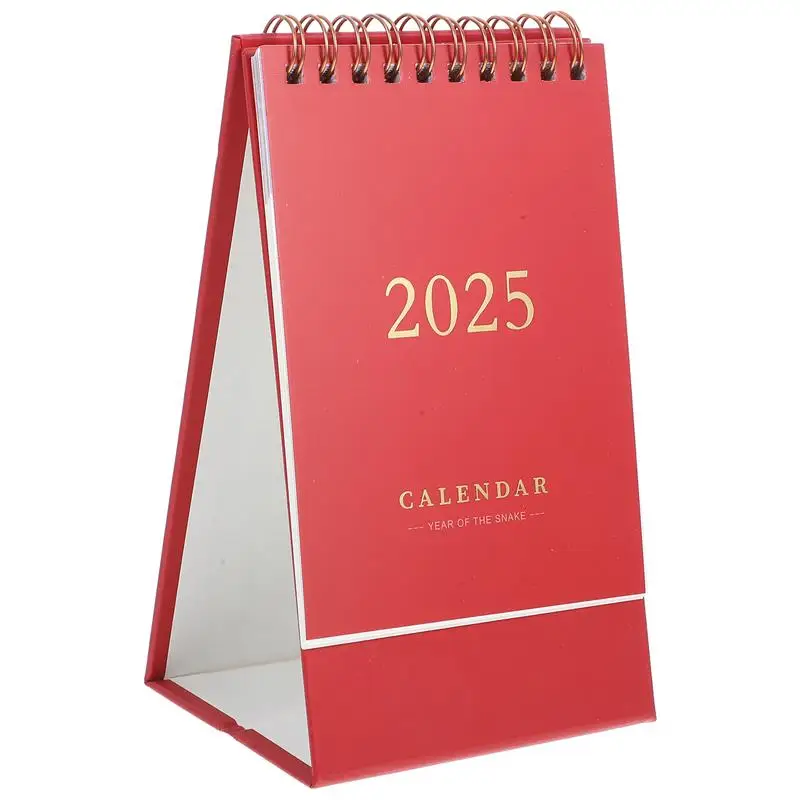 

1pc Spiral Binding Flipped Calendar 2025 Paper Calendar Freestanding Desk Calendar Office Desk Small Calendar Desktop Schedule