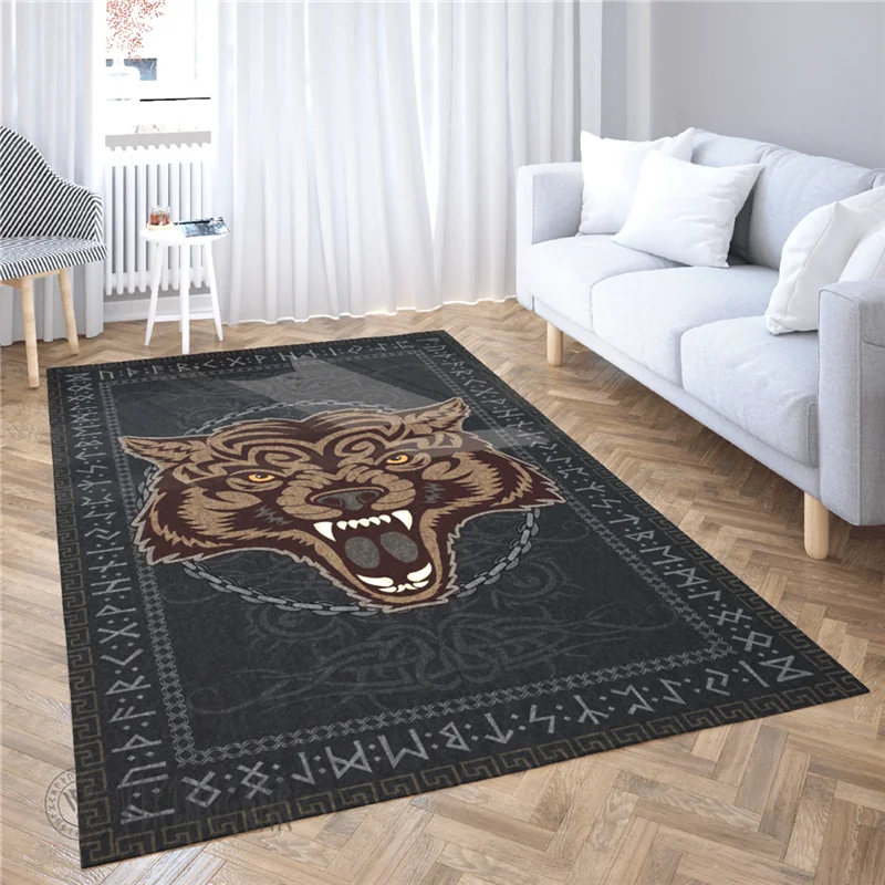 FENRIR BOUND BY CHAINS AND SEALED BY RUNIC-VIKING 3D Printed Area Rug Non-slip Mat Dining Room Living Room Soft Bedroom Carpet