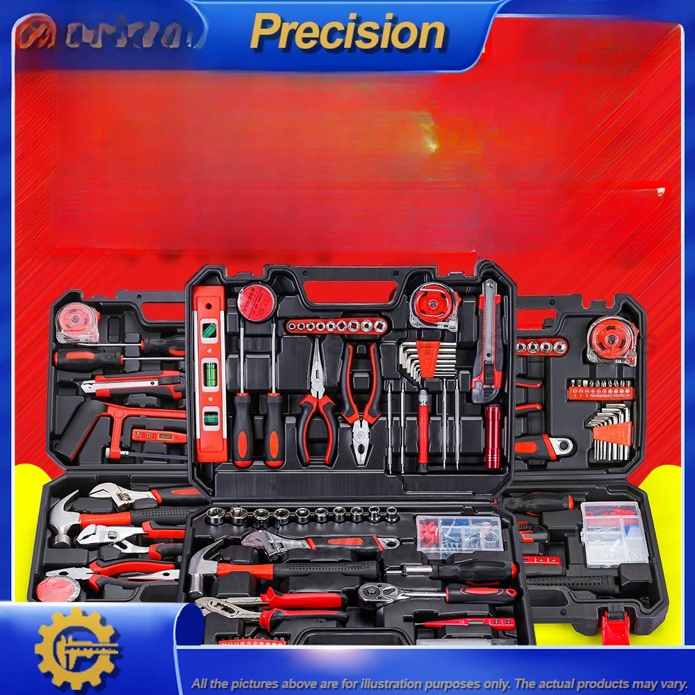 

2026 Manual Tool Kit Set for Home Repair Electrician Woodworking Handyman Gift with Toolbox Wholesale