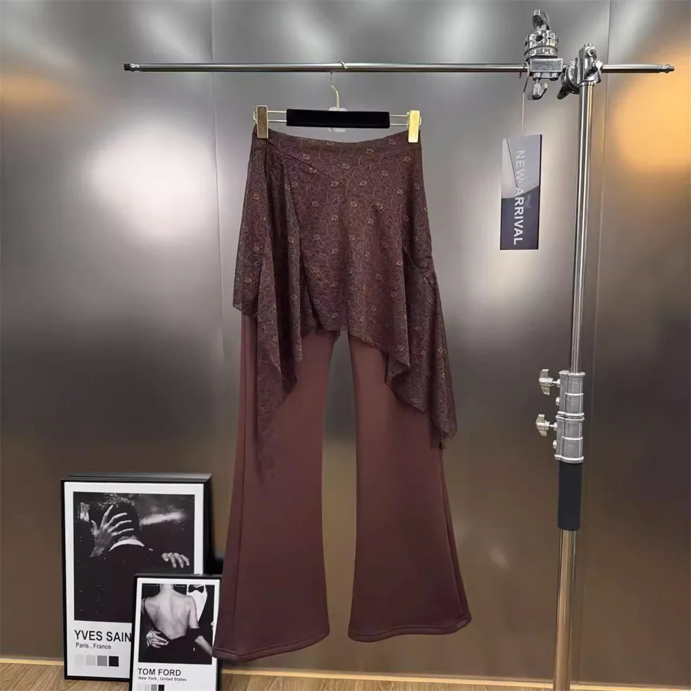 2025 الملابس النسائية السراويل محبوك الدانتيل عادية عالية الخصر واسعة الساق السراويل y2k موضة جديدة عالية الجودة تنوعا السراويل الصدرية #1