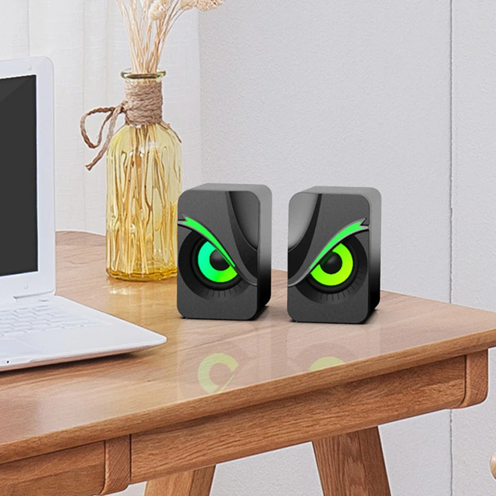 Computer Speakers with RGB Lights Mini Desktop Speaker Wired Volume Control Subwoofer Speaker for PC Computer Laptop