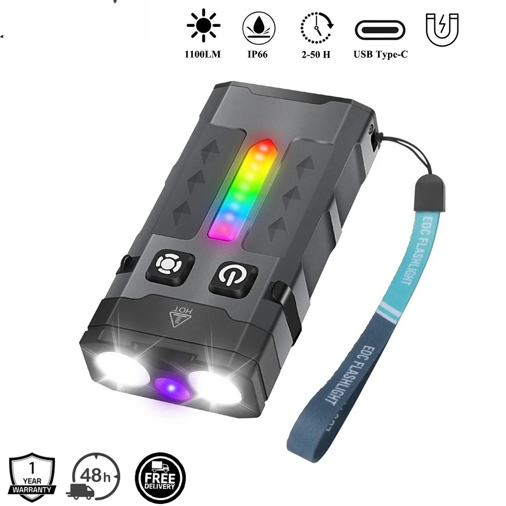 suri-lampe-de-poche-led-porte-cles-uv-edc-lampe-de-travail-rechargeable-de-type-c-torche-avec-aimant-lanterne-de-poche-de-camping-ev20-1100lm
