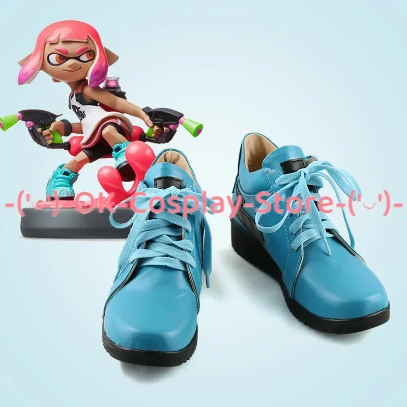 [Personalizowane] Buty Inkling Girl Neon Pink do Cosplayu, Anime, Gry, Rekwizyt Kostiumowy na Halloween, Karnawał, Imprezę, Skórzane Botki PU