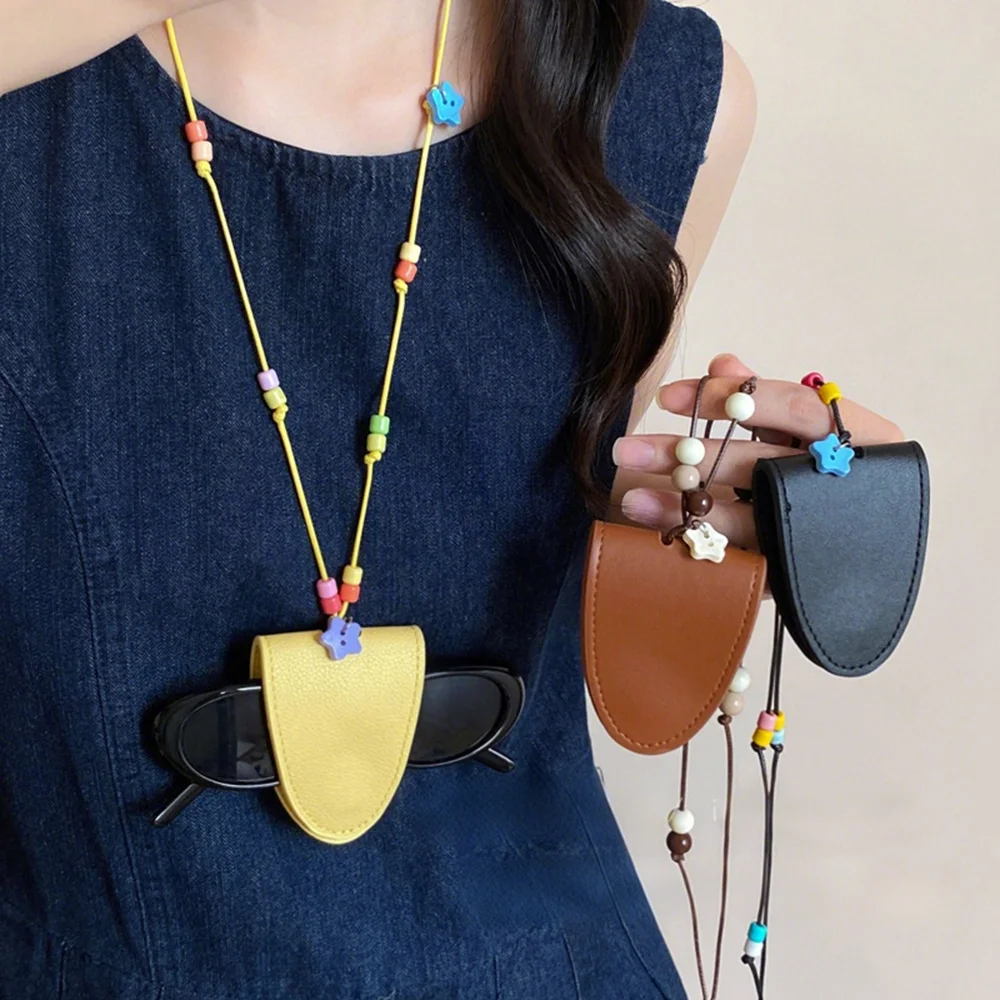 

Eyeglasses Storage Case Colorful Pu Leather Eyeglasses Bag Glasses Holder Necklace Unisex Eyewear Accessories For Outdoor