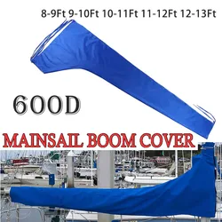 8-9/9-10/10-11/11-12/12-13Ft Sail Cover Mainsail Boom Boat Cover 600D Waterproof Anti UV Wind Sunshade Snow Cover Blue Boom Sail