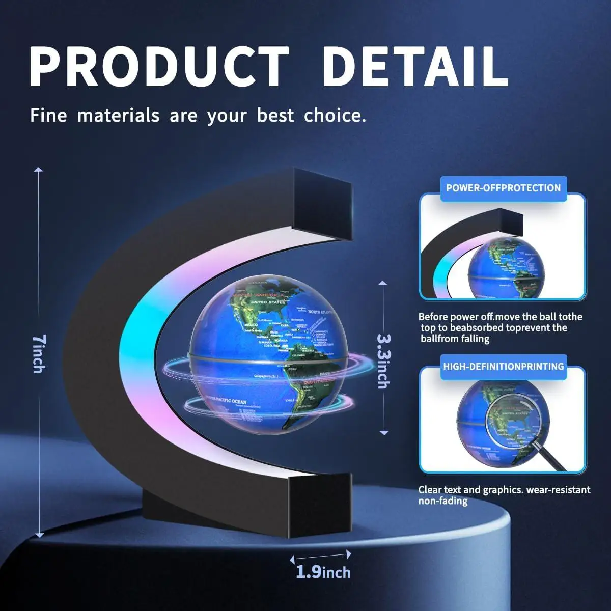 C-Shape Floating Globe Magnetic Suspension Planet Light Rotating Desk Lamp Antigravity Levitating Earth Map Room Decor LED Art