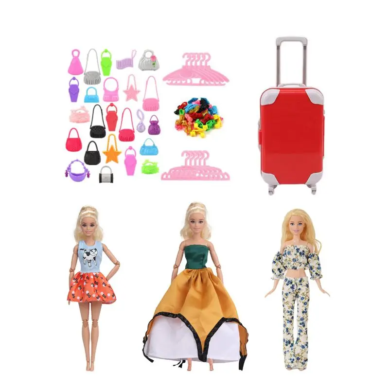 

Hot Sale 29 PCS /Lot 11.5 Inch Doll Accessories Mini Track Fashion Dress Shoes Hangers Bag Kids Toys Fast Shipping Gift For Girl