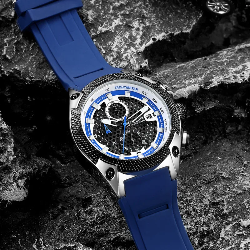 

Quartz Watch For Men Sport Relogio Masculino Blue Silicone Strap Mens Watches Top Brand Luxury Luminous Waterproof Man Watch