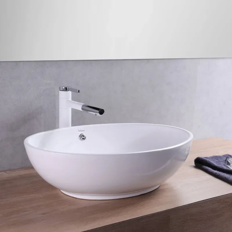 Bathroom ceramic table basin, hotel bathroom wash basin oval