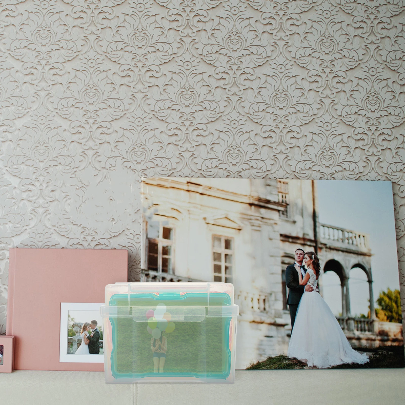 

Photo Storage Box Multi-functional Container Organizer Plastic for Paper Household Case Mini Cases Boxes