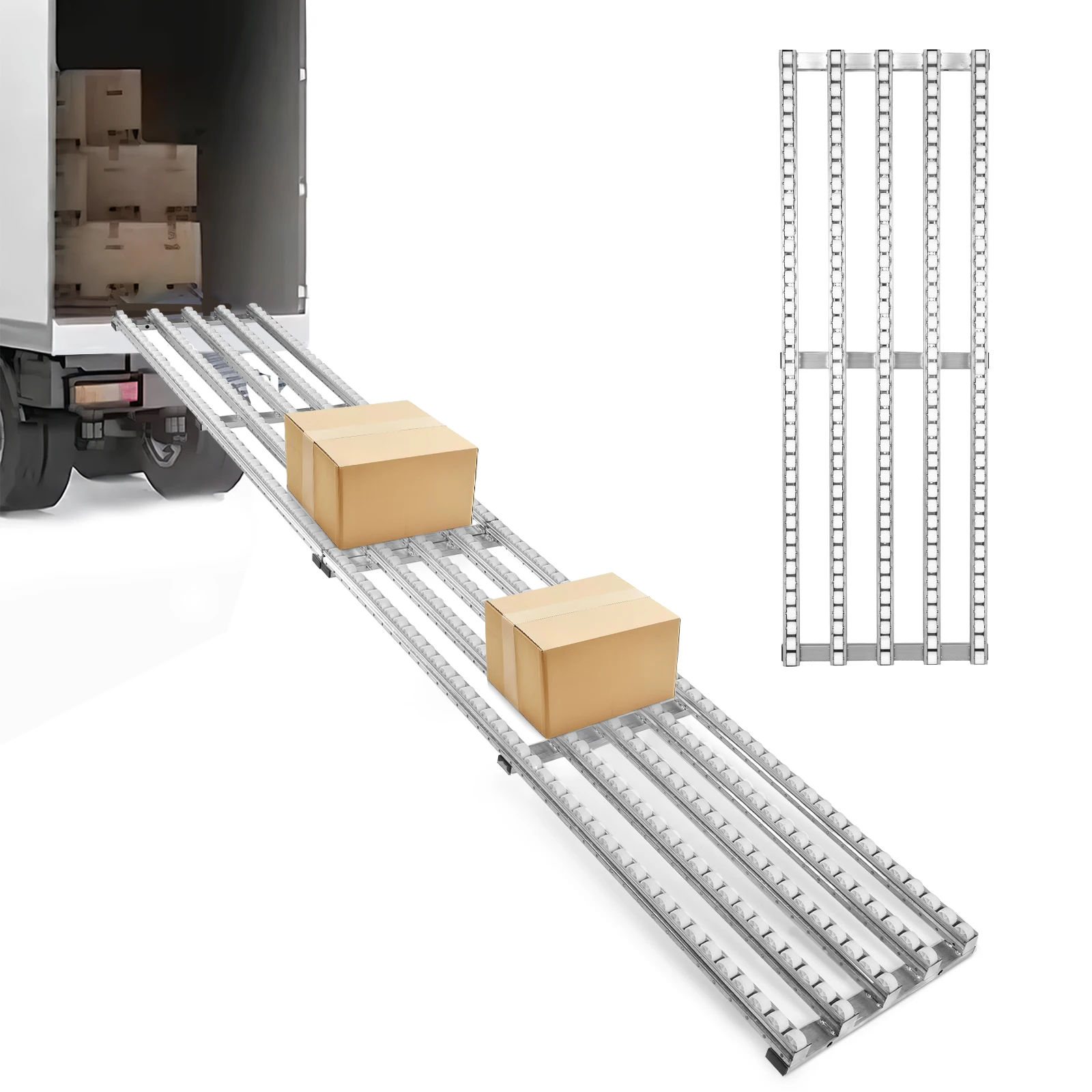 

118x20 Inch Unloading Artifact Pulley with 5-Row Wheels Powerless Roller Conveyor for Warehouse Loading Dock Factory