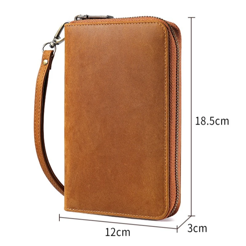 Herren-Reisepasshüllen aus Leder mit AirTag-Schlitz, multifunktionale Reisebrieftasche mit Umhängeband, mehrere Kartenfächer und Reisepasshüllen