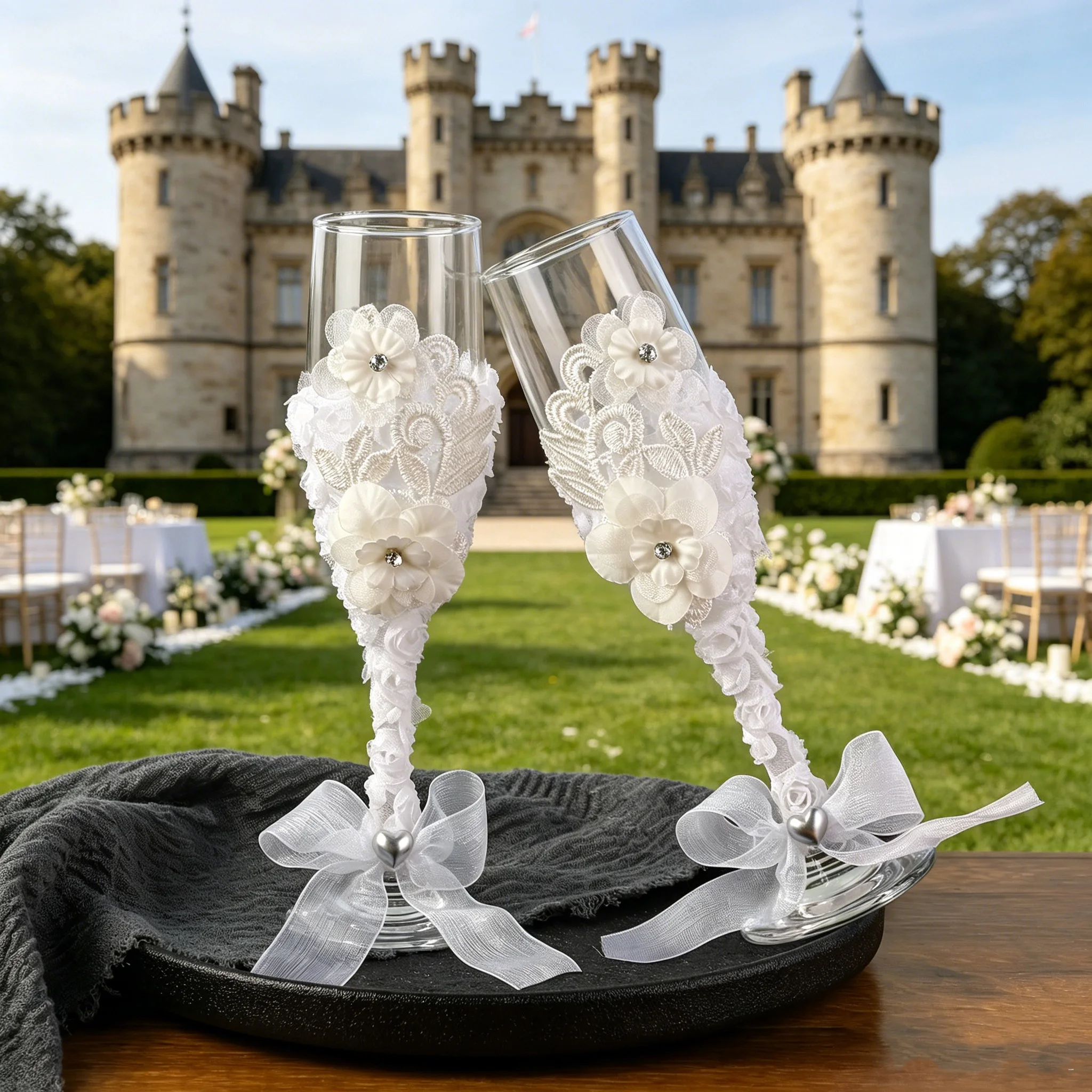 European Style Wedding Champagne Glasses Set High Foot Cup Specialized Couple Wine Glasses for Marriage Exchange And Celebration image 3