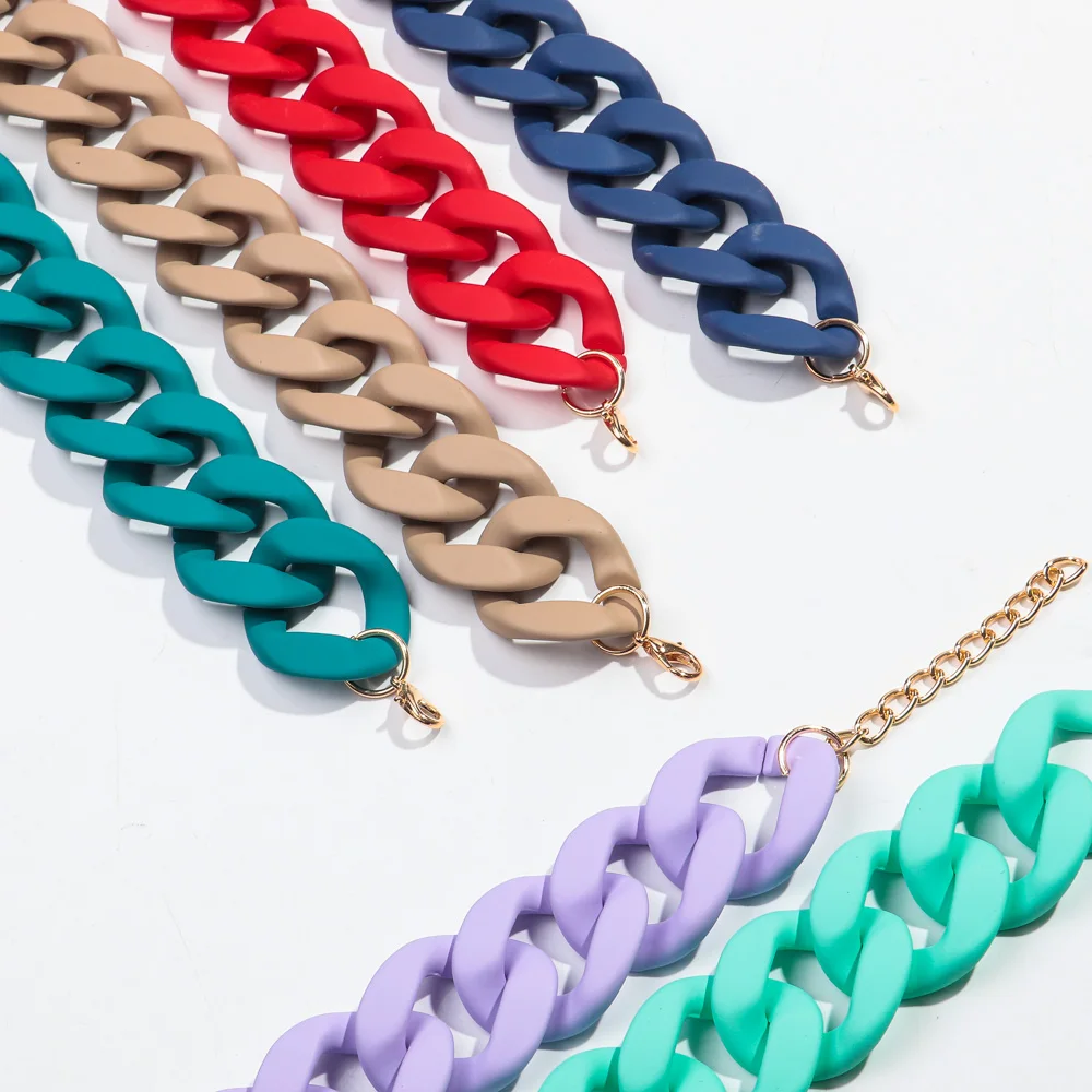 Neue Bunte Matte Acryl Breite Kette Choker Halsketten für Frauen Aussage Böhmischen Harz Chunky Kragen Halskette Mode Schmuck – Detail 18