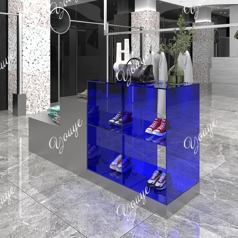 J Clothing Store Water Table Stainless Steel Acrylic Display Stepped Creative Table Shoe Bag Storage Table