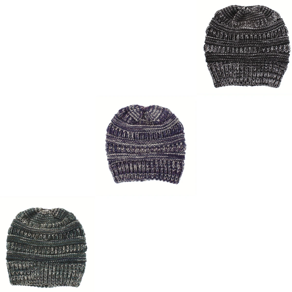 

Woman's Flexible Comfort Ponytail Hat Autumn Winter Outdoor Morning Exercise Warm Knitted Hat Mixed Color Versatile Pullover Hat