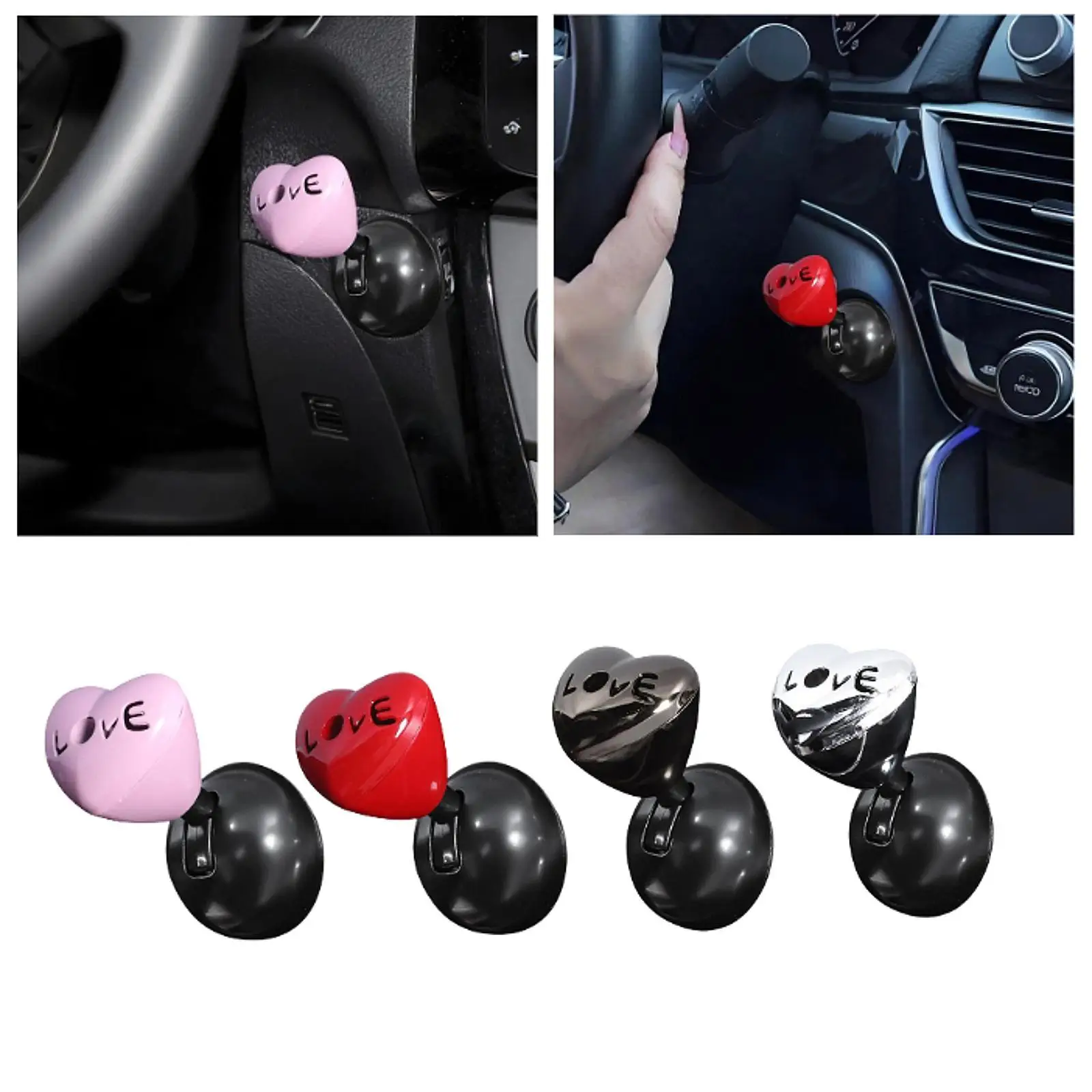 

Car Push Start Button with Rocker Lever Decorative Self Sticky Installation Universal Vehicle Accessories Joystick Heart Shaped