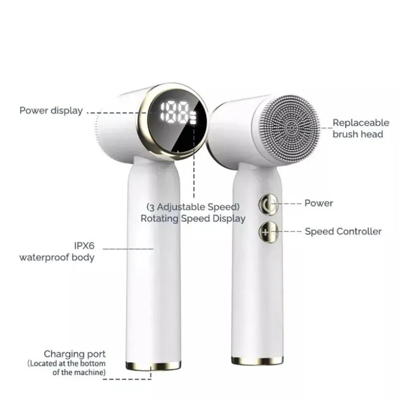Wyświetlacz LCD Akumulatorowa soniczna szczoteczka do czyszczenia Pielęgnacja skóry Dokładne czyszczenie Narzędzie do pielęgnacji twarzy