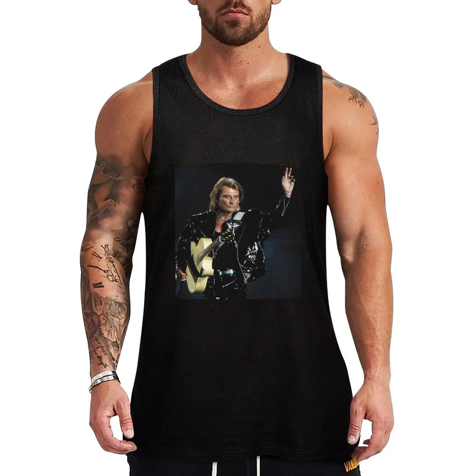 

Homme Femme Johnny Show Case Hallyday Musique Rétro classique Tank Top T-shirt sports man vest Sleeveless men t-shirt for men