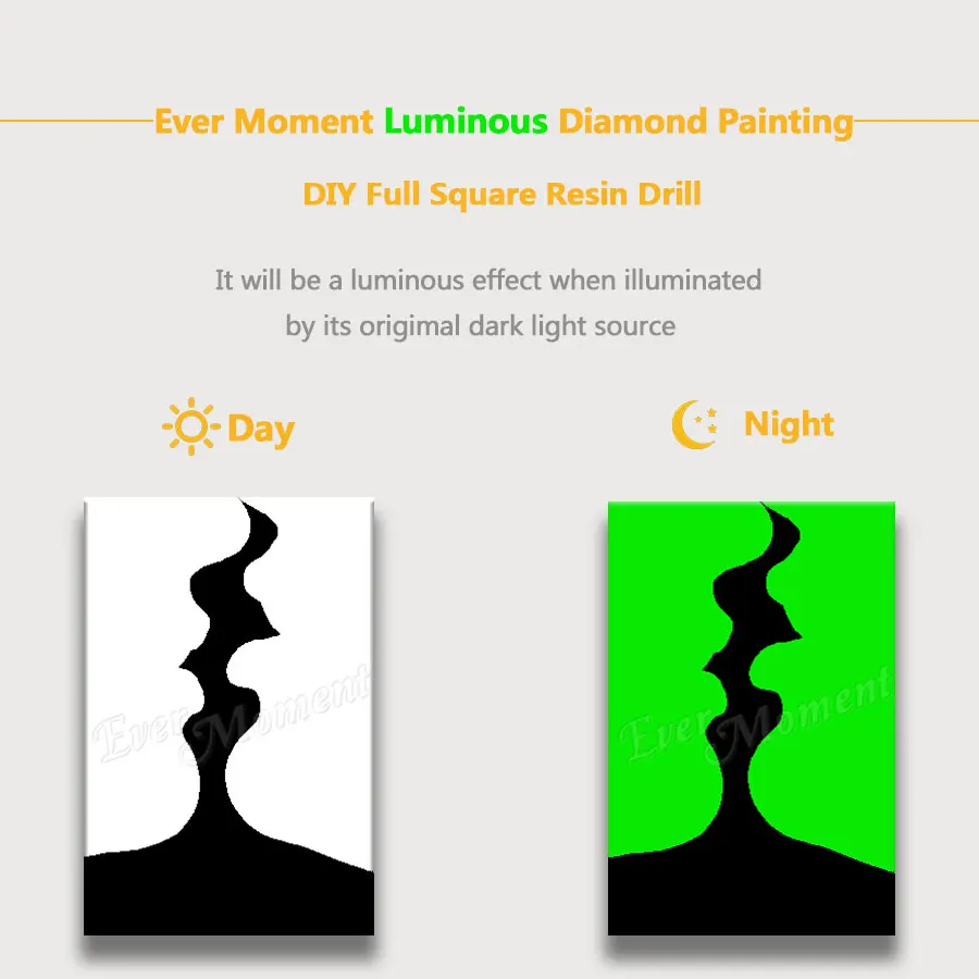 Ever Moment Diamond Painting Full Square Luminous Resin Drill Wall Decoration Kiss Picture Handicraft Diamond Display N003