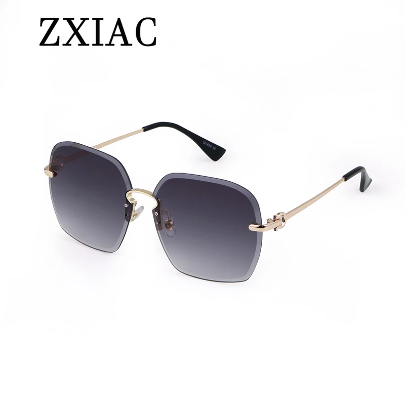 ZXIAC Hot Selling Rimless Glasses Women Men Sliced Ocean Lenses Trend Color Luxury Sun Glasses Polygonal  Irregular Eye Glasses