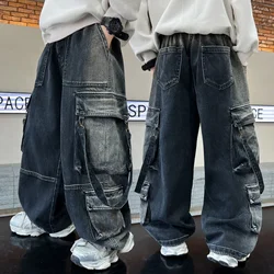Korean Boys' Jeans Version Of Boys Street Dance Jeans Wide Leg Pants Street Dance Pants Kid Jeans Denim Cargo Pants